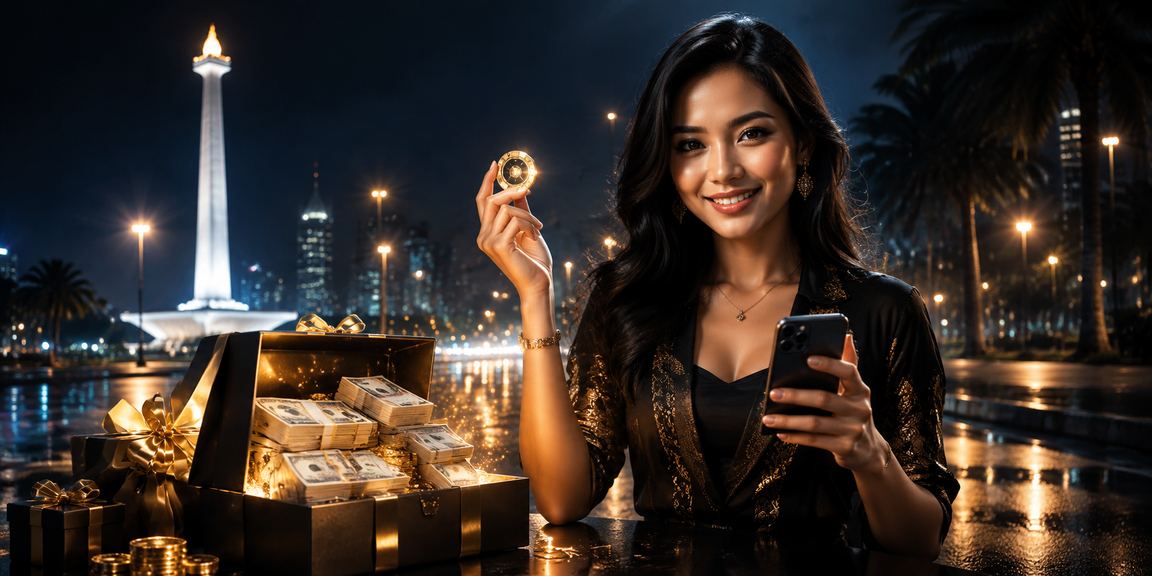 Seorang pengguna wanita menikmati permainan casino melalui smartphone dengan antarmuka yang jelas