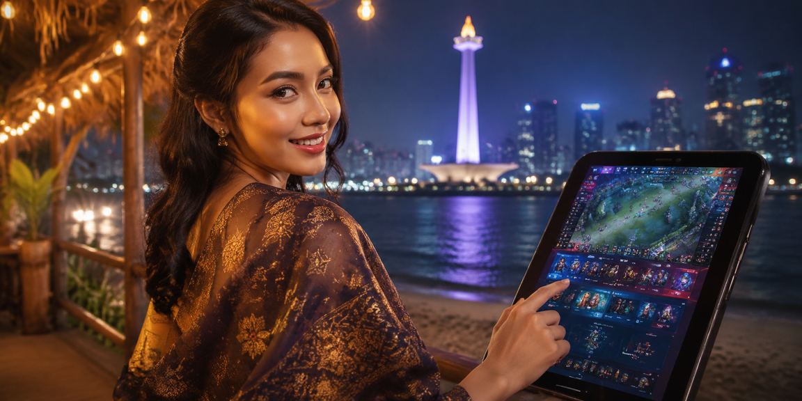 Penggemar olahraga Indonesia menikmati taruhan sepak bola di tepi pantai saat senja